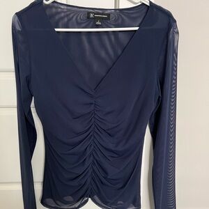 INC - navy blue mesh long sleeve shirt - NWT